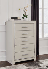 Tampa Furniture Outlet Lutz - Ashley Furniture - Zyniden Bedroom - Five Drawer Chest / Silver - B2114-46
